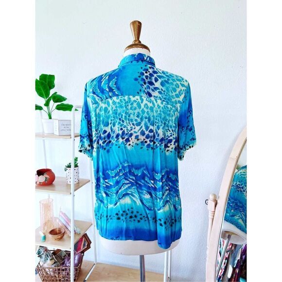 Vintage Alfred Dunner Blue Abstract Patterned Blouse - Picture 4 of 5